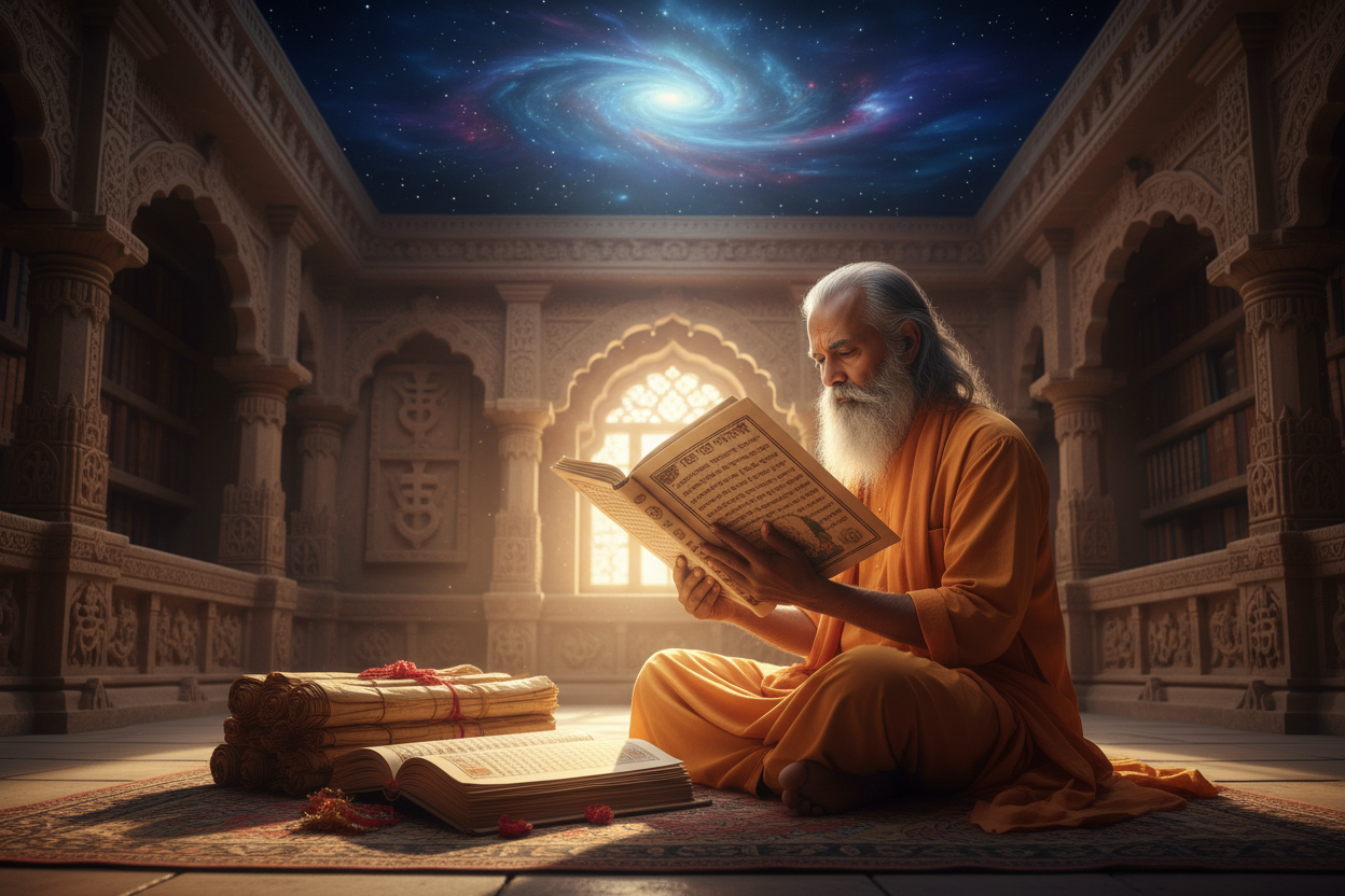Vedas with man reading