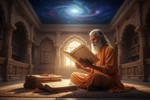 Vedas with man reading
